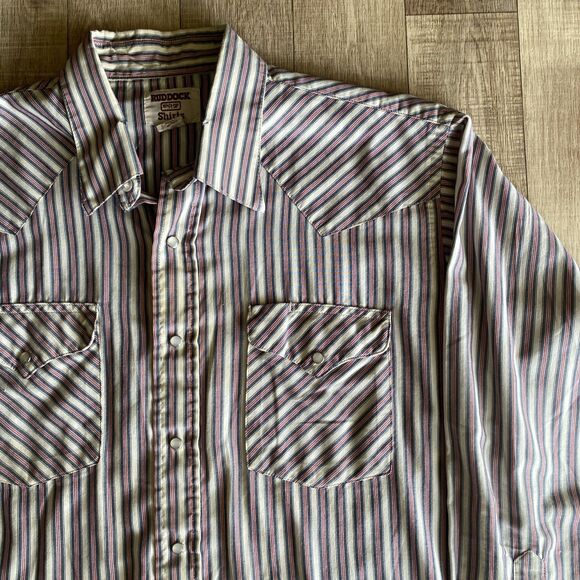 VTG Ruddock Shirts Men Pearl Snap Front Shirt LS Made In USA Size 16 1/2 - Picture 2 of 7